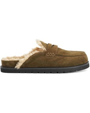 Dune Goldy Lined Backless Loafers - Green