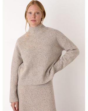 Whistles Wool Textured Check Knit Jumper - Natural