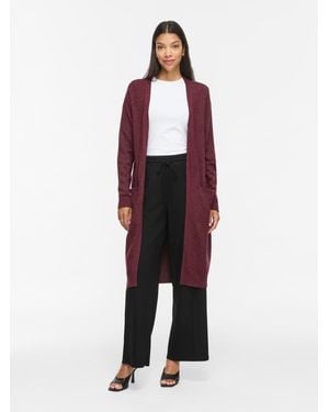 Vila Long Line Knit Cardigan - Red