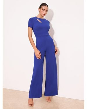 Lipsy Cobalt Short Sleeve Splice Jumpsuit - Blue