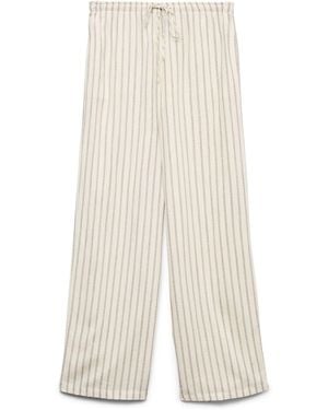 Vero Moda Vero Moda Drawstring Linen Blend Stripe Pants - White
