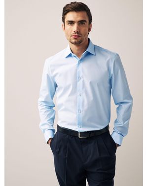 Next Regular Fit Easy Care Double Cuff Smart Shirt - Blue