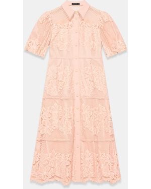 Mint Velvet Lace Midi Shirt Dress - Pink