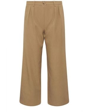 PixieGirl Petite Pixiegirl Petite Camel Clasp Buckle Wide Leg Pants - Natural