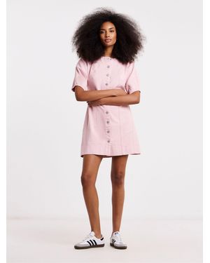 Simply Be Cinched Mini Denim Dress - Pink