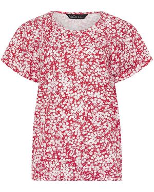 M Com Ditsy Floral Cotton Scoop Neck Top - Pink