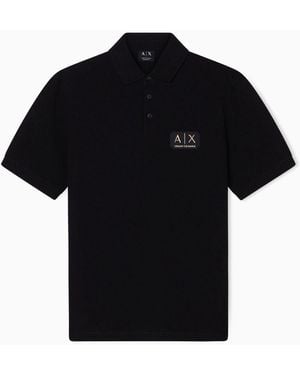 ARMANI EXCHANGE Logo Patch Polo Shirt - Black