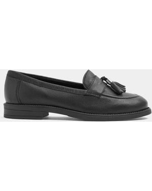 Evans Wide Fit Tassel Detail Leather Loafers - White
