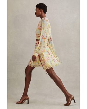 Reiss Lyla Minirock Mit Blumenmuster Und Taille - Natur