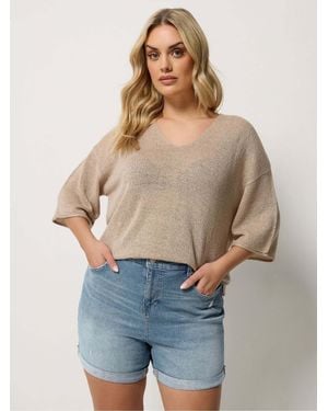 Yours Curve Yours Curve Denim Boyfriend Shorts - Blue