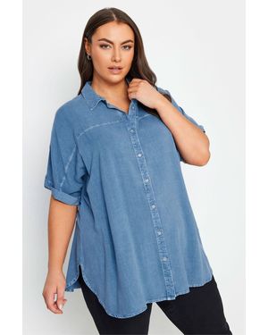 Yours Curve Chambray 100% Baumwolle Hemd44 - Blau
