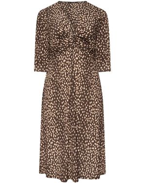 Evans Deer Spot Twist Dress - Brown