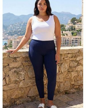 Roman Curve Full Length Stretch Pants - Blue