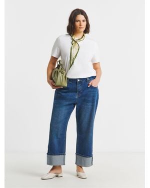 Simply Be Cropped Straight Leg Turn Up Jeans - Blue