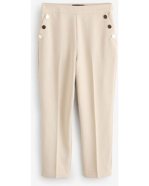 Sosandar Button Detail Tapered Pants - Natural