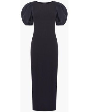 French Connection Sasia Rib Puff Midi Dress - Blue