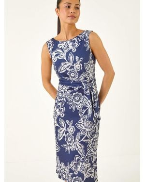 Roman Petite Tie Side Dress - Blue