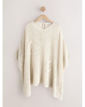 Next Shell Pattern Overhead Poncho - Natural