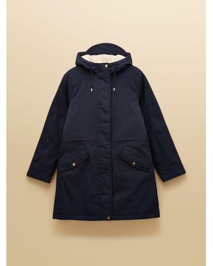 Joules Portwell Cozy Fleece Lined Waterproof Raincoat With Hood - Blue