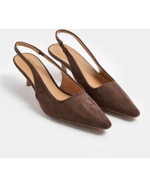 Long Tall Sally Slingback Kitten Heels - Brown