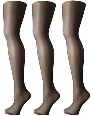 Pretty Polly 10 Denier Nylons Gloss Tights 3 Pack - Schwarz