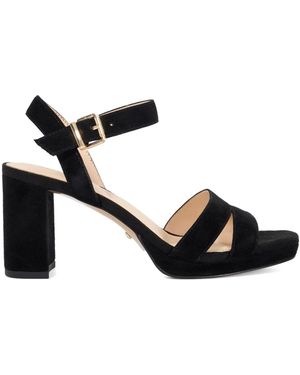 dunelondon Dune London Ground Wide Fit Leather Manifesting Mini Platform Suede Sandals - Black