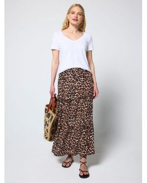 Scamp & Dude Jaguar Tiered Midi Skirt - Natural