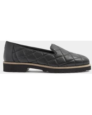 Evans Wide Fit Slipper Cut Leather Loafers - White