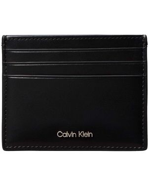 Calvin Klein Leather Rfid Logo Cardholder Wallet - Black