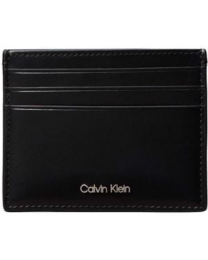Calvin Klein Leather Rfid Logo Cardholder Wallet - Black