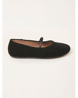 FatFace Fatface Suede Round Toe Ballerina Flats - Black