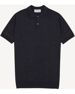 John Smedley John Smedley Payton Short Sleeve Merino Wool Polo Shirt - Black