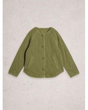 White Stuff Anya Jersey Quilted Jacket - Green