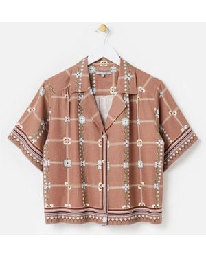 Oliver Bonas Floral Print Short Sleeve Shirt - Pink