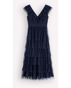 Boden Ruffle Tulle Tiered Dress - Blue