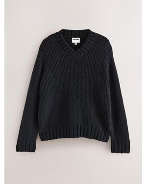 Nothing Ordinary Knitted V-Neck Jumper - Black