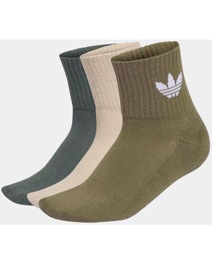 adidas Originals Dark Mid Ankle Socks 3 Pack - Green