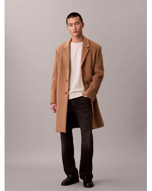 Calvin Klein Calvin Klein Wool Blend Overcoat - Natural