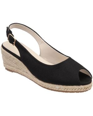 Lotus Wedge Espadrille Sandals - Black