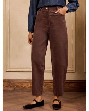 Love & Roses Chocolate Cord Barrel Pants - Brown
