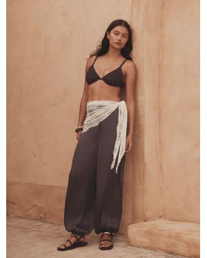 Next Lace Scarf Balloon Leg Pants - Brown