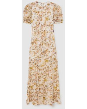 Reiss Naia Floral-Print Metallic-Thread Maxi Dress