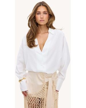 Loavies Whisper Soft V-Neck Blouse - White