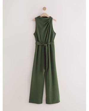 Next Occasion Cowl Neck Sleeveless Jersey Jumpsuit - Green