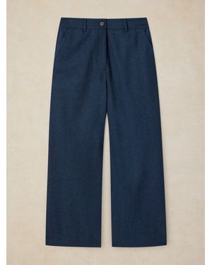 White Stuff Belle Tweedy Wide Leg Pants - Blue