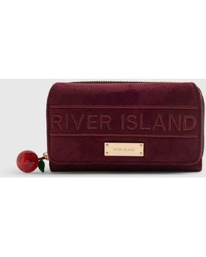 River Island Suede Logo Flap Purse - Purple