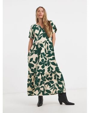 JD Williams Soft Touch Notch Neck Maxi Dress - Green