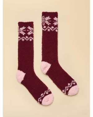 Joules Nordic Berry Fluffy Sock - Pink