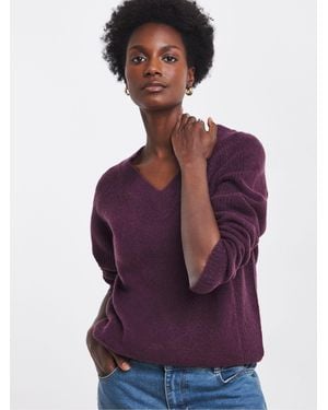 JD Williams Sponge Slouchy V-Neck Jumper - Purple