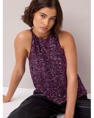 Ro & Zo Sequin Halter Top - Purple